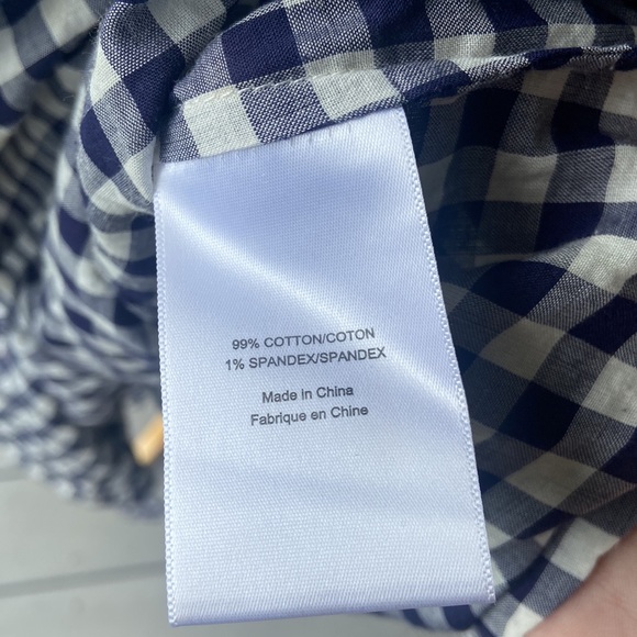 Tory Burch Blue Gingham Button Front Tie Shirt Dress - Picture 6 of 6